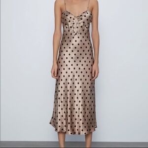 Zara Satin Polka Dot Dress